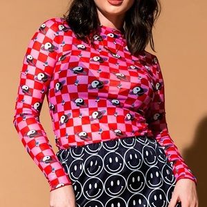 LALA ORIGINAL: Lala World Mock Neck Mesh Top in Cosmic Cowgirl